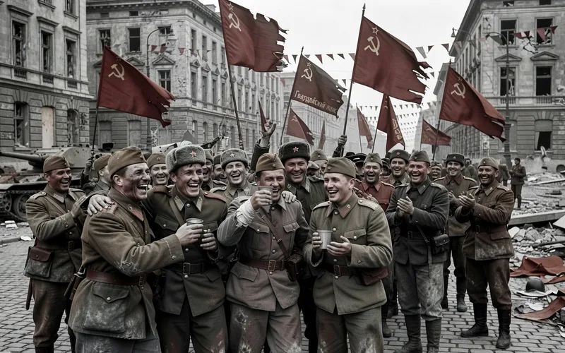 Chars T-34 sovietiques en mouvement sur la steppe russe lors d'une offensive blindee