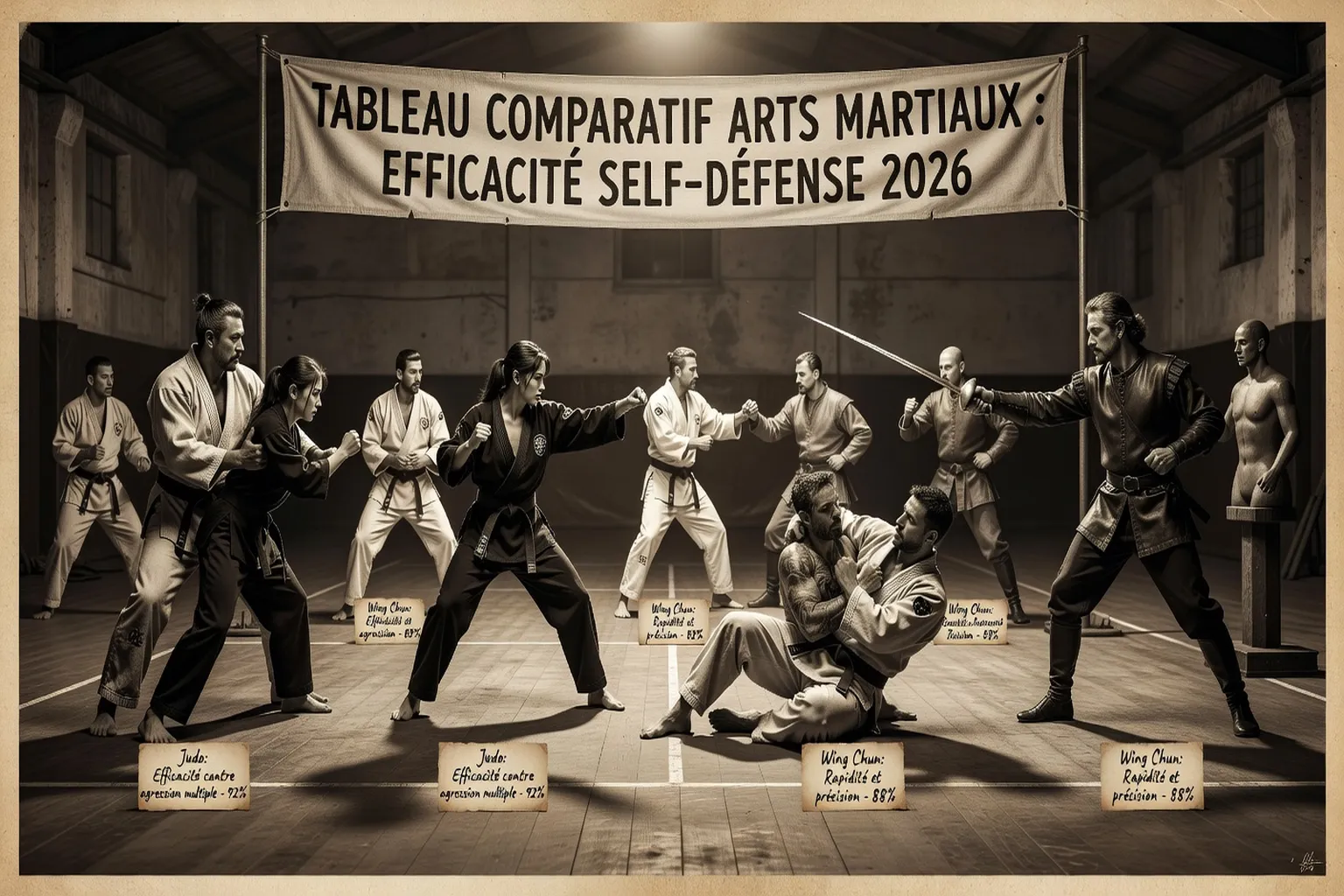 Tableau comparatif arts martiaux : efficacité self-défense 2026