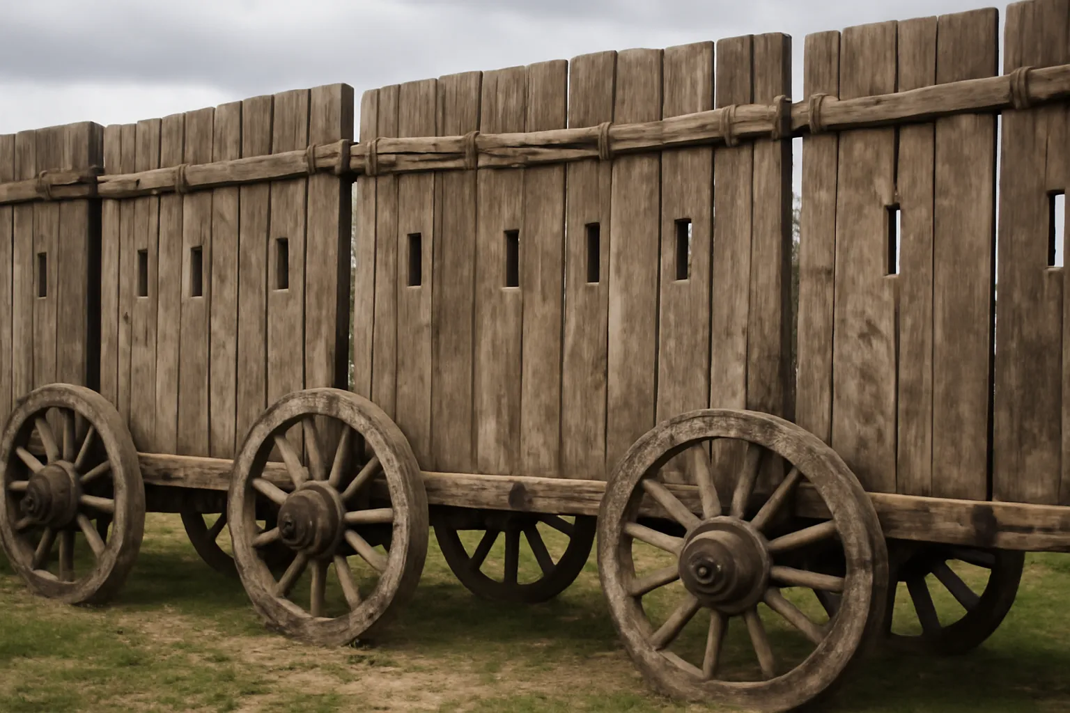Gouliaï-gorod : panneaux de bois blindés montés sur roues avec meurtrières de tir