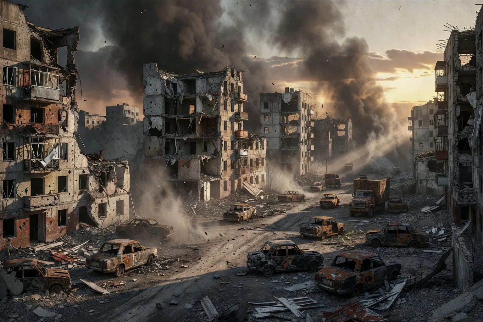 Ruines de Grozny après les combats de 1994-1995, guerre de Tchétchénie