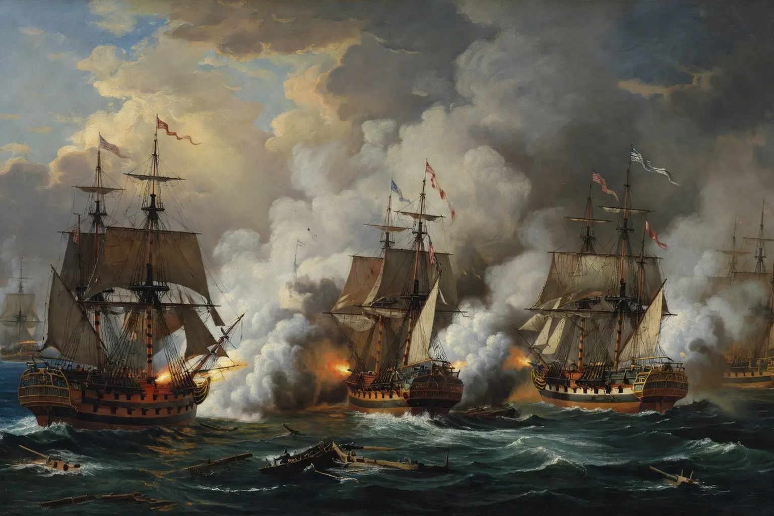 Bataille de Navarin 1827, flottes russe et ottomane, combat naval