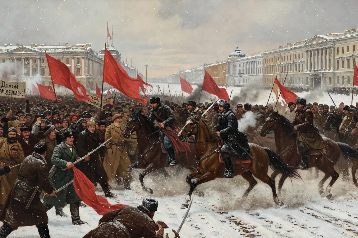 Manifestants à Saint-Pétersbourg lors de la révolution russe de 1905