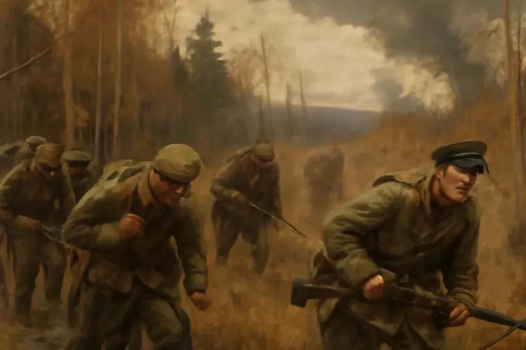Armee russe encerclee dans les forets de Prusse-Orientale en 1914