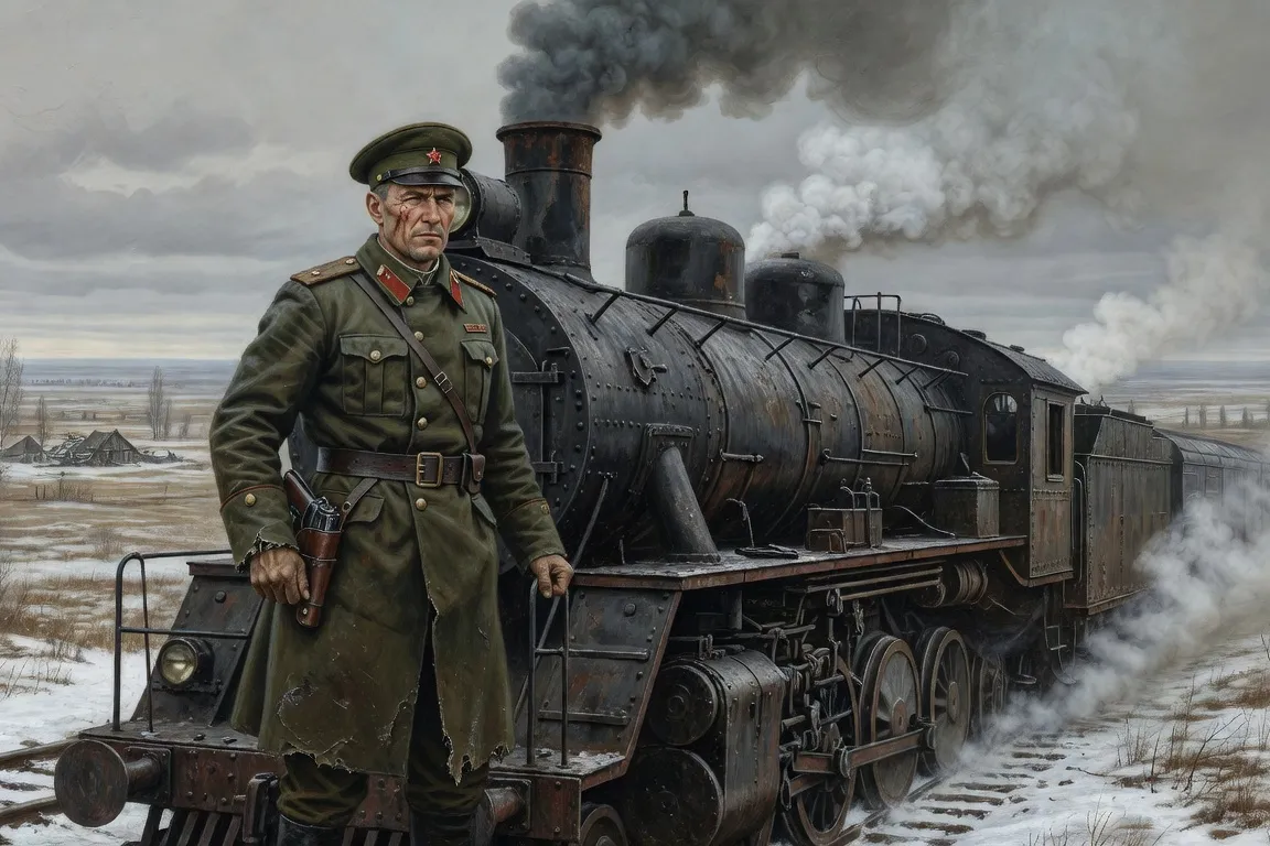 Commandant révolutionnaire sur un train blindé lors de la guerre civile russe