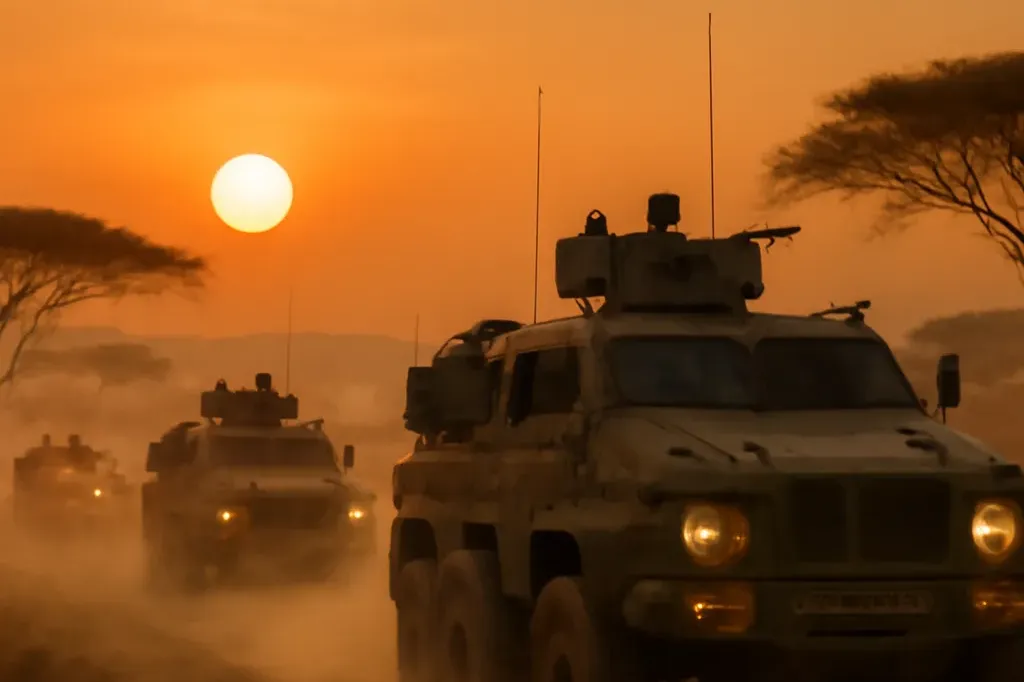 Convoi militaire russe symbolisant la reprise en main des reseaux Wagner