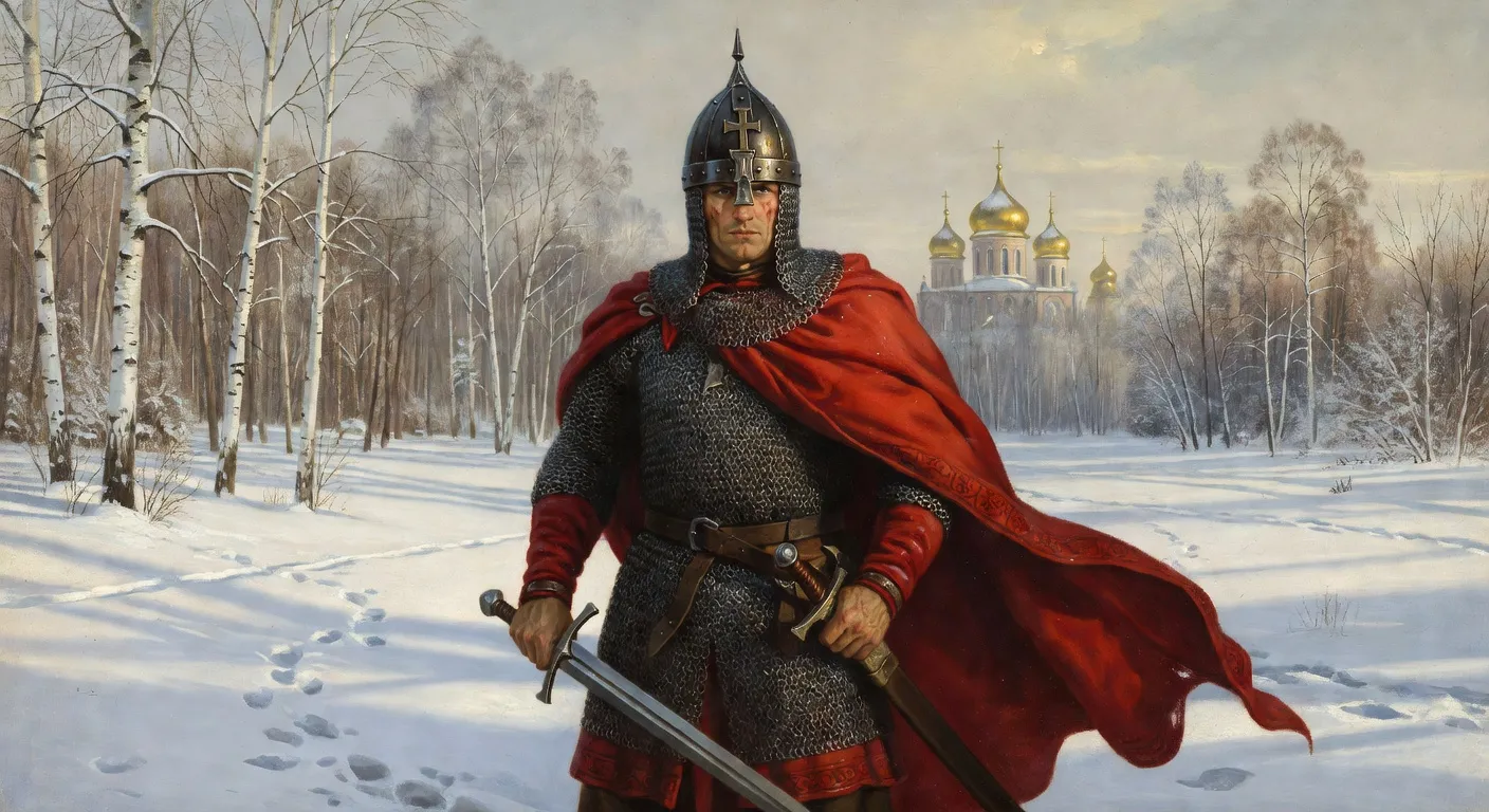 Alexandre Nevski, prince guerrier russe, portrait en armure du XIIIe siecle