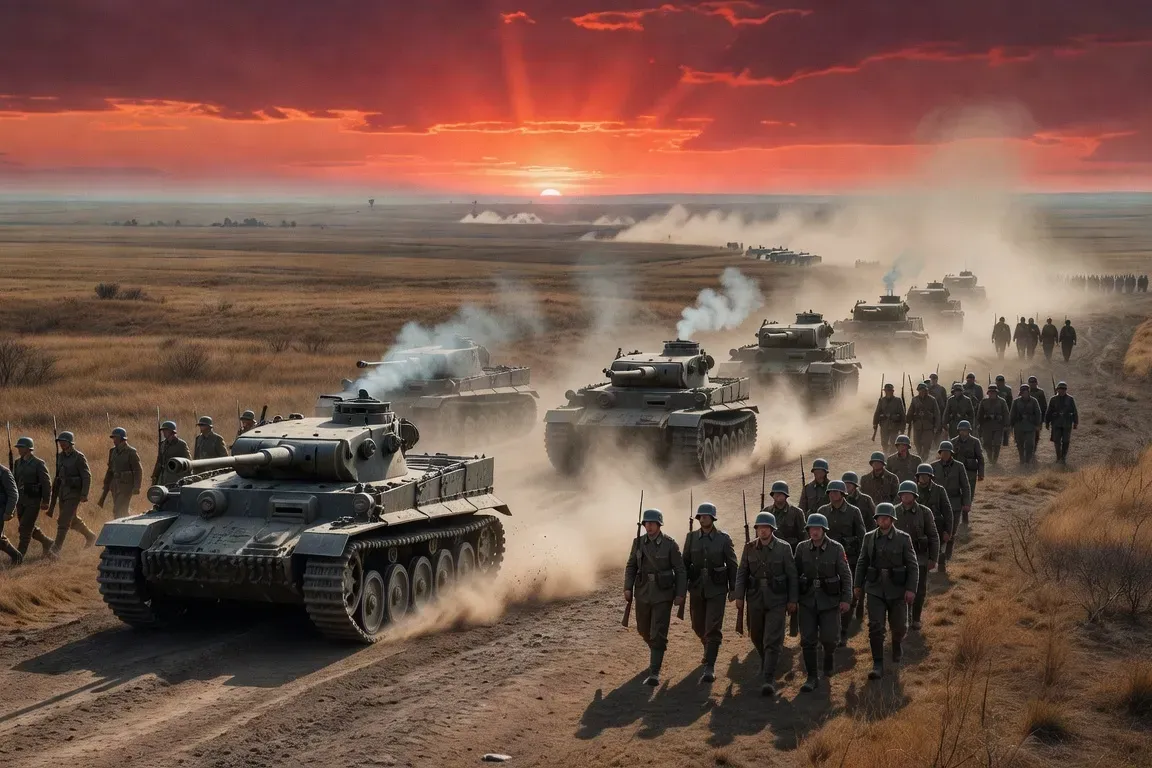 Tanks Panzer III de la Wehrmacht traversant la frontière soviétique en juin 1941