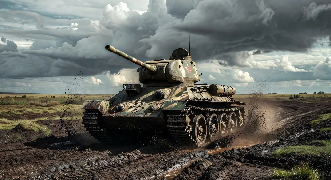 Char T-34 sovietique de la Seconde Guerre mondiale, blindage incline et canon 76 mm