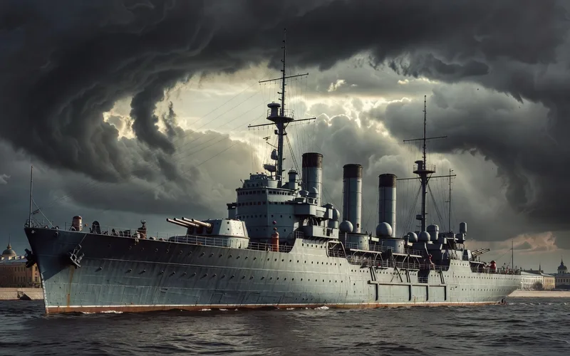 Gravure representant la flotte de Pierre le Grand lors de la bataille de Gangut en 1714